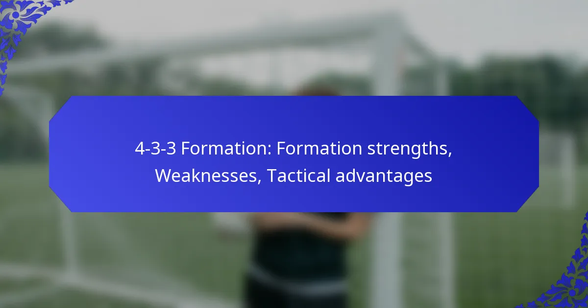 4-3-3 Formation: Formation strengths, Weaknesses, Tactical advantages